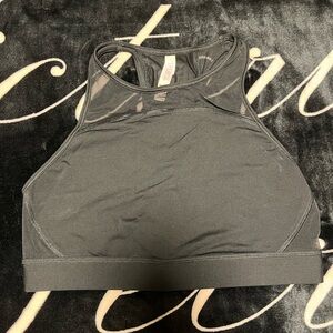 Victoria’s Secret PINK Logo Mesh Black High Neck Sports Bra